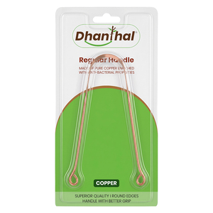 Raspador de Lengua de Cobre Puro Dhanthal, Limpiador de Lengua Metálico Hecho a Mano de Primera Calidad, Diseño Curvo en Forma de U, Ligero y Reutilizable - Product Image 1