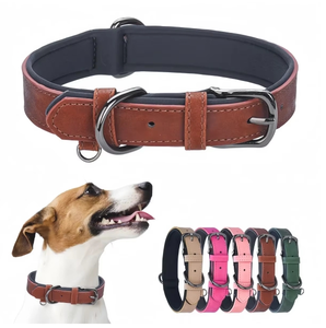 <span class=keywords><strong>Collar</strong></span> ajustable de cuero PU para perro, <span class=keywords><strong>collar</strong></span> de estilo lujoso con relleno suave para mascotas, pequeño, mediano, grande, Pitbull, Labrador, hebilla de Pug - Product Image 1
