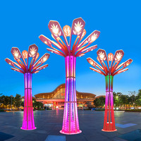 Pencahayaan Lanskap Desain Bunga Luar Ruangan Skala Besar Kustom LED untuk Proyek Lampu Seni Publik Arsitektur Taman Alun-Alun
