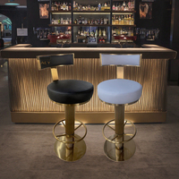 Nouvelle Annonce Mobilier d'Hôtel Moderne Or Métal Pivotant Rembourré Dossier Chaise Comptoir Tabourets De Bar De Luxe
