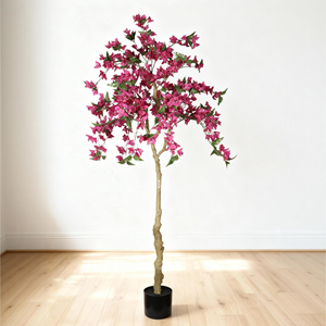 Artificial Bougainvillea <b>Tree</b> 6FT Black Pot Realistic Indoor Decor Potted Faux Plant - Product Image 3