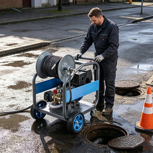 Máquina de Limpieza de Drenajes de Alta Presión, 30L/Min, con Chorro de Agua, para Desatascar <span class=keywords><strong>Tuberías</strong></span> y Alcantarillado Industrial, con Motor Diésel - Product Image 1