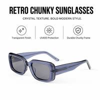 Lunettes de soleil polarisées rectangulaires en acétate à monture intégrale, style rétro années 90, unisexe, pour l'extérieur, avec verres TAC, idéales pour les vacances d'été