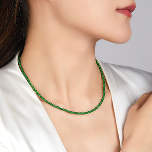 Tự Nhiên Jadeite 3Mm Ngọc Bead Vòng Cổ Và Vòng Đeo Tay Của Phụ Nữ Ngọc Bán Buôn Thiết Kế Ban Đầu C003 - Product Image 2