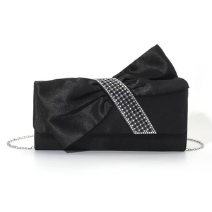 Pochette de Soirée Carrée Élégante en Satin avec Nœud Papillon, Perles et Strass, Collection 2025 – Nouveauté Designer Haut de Gamme pour Demoiselle d'Honneur et Mariage - Product Image 1