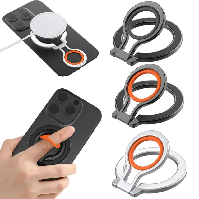 Kapuda 360 Rotatable Zinc Alloy Silicone Magnetic Holder Phone Finger Grip Foldable Stand 4 Colors for Magnetic Phones