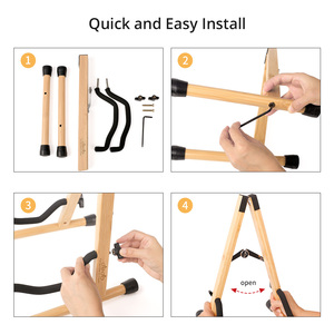 Soporte de Guitarra Plegable Portátil Dedo MA-38H con Construcción de Metal y Madera, Deslizador Ajustable <span class=keywords><strong>para</strong></span> Guitarra Acústica - Product Image 5