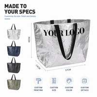 Sac de courses pliable en PP tissé laminé argenté, grande capacité, imperméable, réutilisable, sacs à main métalliques robustes