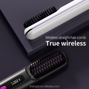 USB Oplaadbare Hete Kam Draadloze Haargladmakende Kam 2 in 1 Professionele Verwarmde Oplaadbare Haargladmakende Borstel - Product Image 3