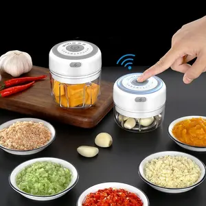 elektrikli sebze kesicisi rende Suppliers-Mutfak aracı Mini 100ml elektrikli sarımsak sebze biber Chopper rende USB kablosuz