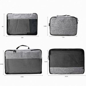 Échantillon gratuit de cubes de rangement imperméables, lot de 3, sacs de compression pour bagages de voyage avec trousse de toilette - Product Image 5