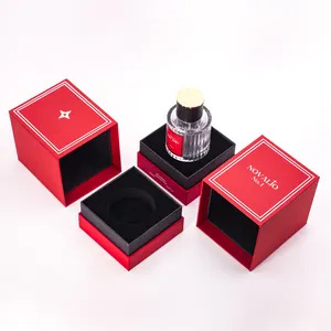 Boîte d'emballage de flacon de parfum de 50ml en carton rigide avec couvercle et base élégants et logo personnalisé pour les soins de la peau