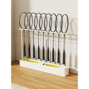 Estante de almacenamiento de equipos deportivos para raquetas de bádminton y tenis, organizador de hierro duradero para interiores con bandeja para pelotas, tamaño estándar - Product Image 1