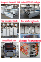 Machine de fraisage CNC robotisée à 4 têtes de type T, robuste, pour le travail du bois, axes XYZ, modèles YN1325, 1530, 2040, 2026