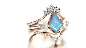 แหวนหมั้นลาบราดอไรต์ทรงว่าว น้ำหนัก 2.00 กะรัต เงินแท้ ดีไซน์สวยโดดเด่น เหมาะสำหรับงานแต่งงานและงานปาร์ตี้ - Product Image 6