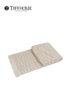 Tiff Home High Quality Wholesale 240*70cm Beige Reusable Pastoral Soft Custom Tassels Throw Blanket For All Seasons