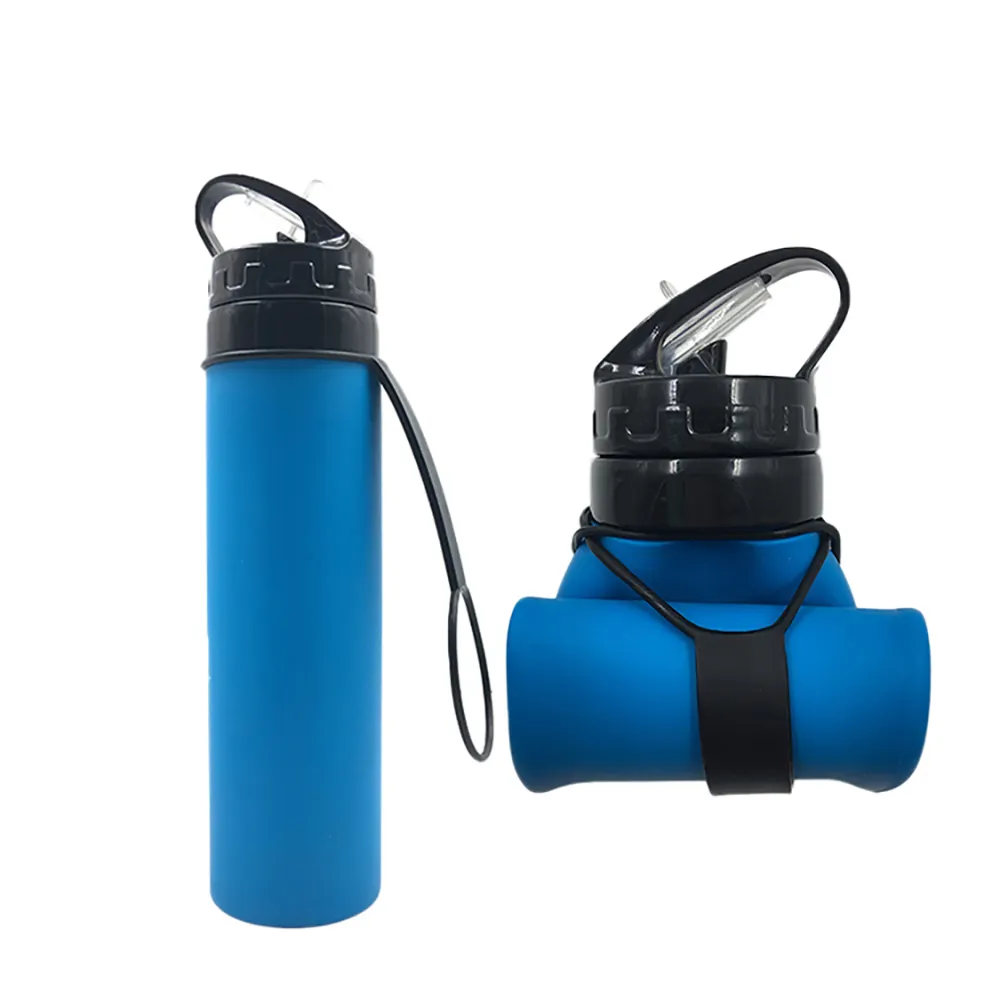 Squeeze Silicone Collapsible Leak-Proof Foldable Water Bottle Bpa Free Outdoor Reuse able Folding Bottle