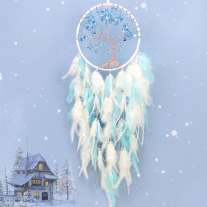 Moderne Dernières Plumes Bleues Confortables Sur Mesure Grand <span class=keywords><strong>Attrape</strong></span>-Rêves Charme Objets Décoratifs - Product Image 1