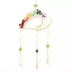 Attrape-rêves en agate naturelle et cristal <span class=keywords><strong>de</strong></span> grès, améthyste nuageuse, avec clochettes éoliennes Arbre <span class=keywords><strong>de</strong></span> Vie, pour la maison, cadeau <span class=keywords><strong>de</strong></span> pendaison <span class=keywords><strong>de</strong></span> crémaillère - Product Image 5