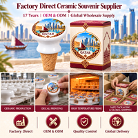 Bouchon de bouteille en céramique souvenir du Qatar, paysage urbain de Doha, paysage du désert arabe, bouchon de vin pour boutique de souvenirs