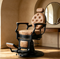 Fauteuil de barbier capitonné vintage antique pour salon de coiffure