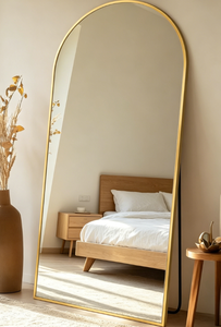 Espejo de pie ovalado Heavenly Mirror con marco de metal dorado, espejo decorativo moderno de vidrio con LED para uso doméstico - Product Image 5