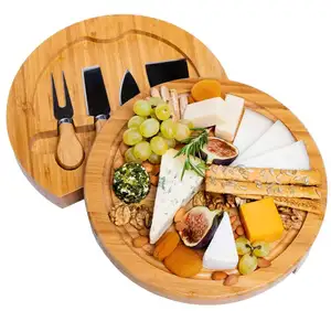 Amazon hot serving tray chacuterie wood bamboo cheese board and knife set