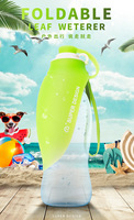 Bouteille d'eau pliable multi-couleurs en plastique et silicone en forme de feuille Hupu Pet pour chats et chiens