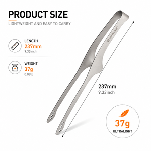 Pinces à barbecue en titane 237 mm, pinces de grillades légères en titane pur à 99,6 %, outil de cuisson pour le camping, accessoires de barbecue en plein air - Product Image 4