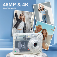 Appareil photo compact vintage 4K avec écran 2,7 pouces, 48MP, pour vlog et photos, coque transparente translucide, idéal pour les étudiants - Prix de gros