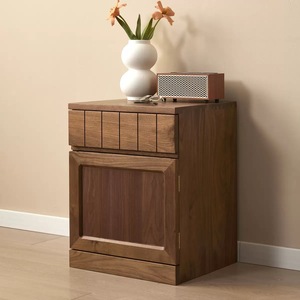 Modern <b>minimalist</b> wooden <b>bedside</b> <b>table</b>, suitable for home use, can hold a safe or security locker, solid wood double-layer - Product Image 1