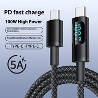 100W USB-C zu Typ-C Schnellladekabel mit LED-Leistungsanzeige und Nylon-Ummantelung für Kamera & Kopfhörer Telefon/Laptop OEM