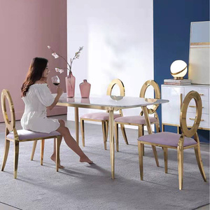 Table de salle à manger <span class=keywords><strong>et</strong></span> chaise de luxe en acier inoxydable pour meubles de salle à manger Chaise de <span class=keywords><strong>mariage</strong></span> - Product Image 3