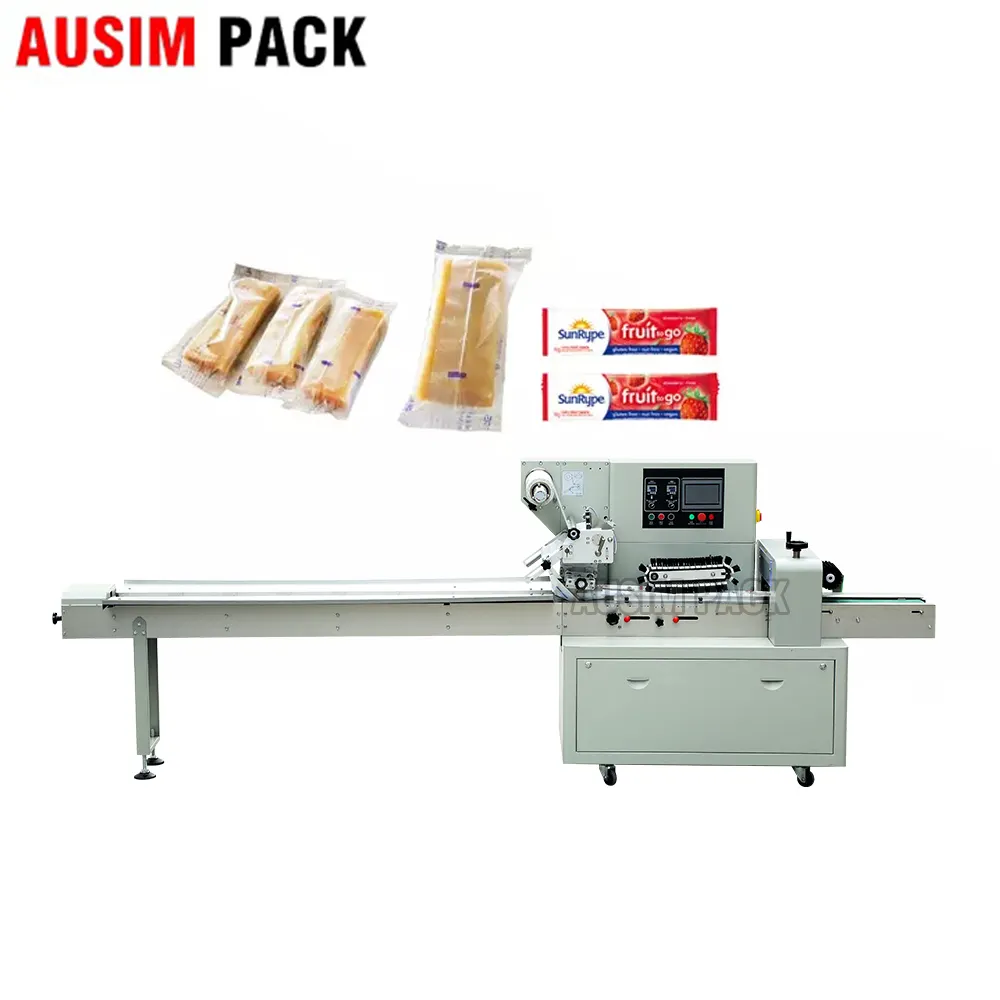 Otomatik korunmuş yapışkan erik paketleme makinesi yastık ambalaj kuru gıda aperatif arapça tarih paketleme makinesi