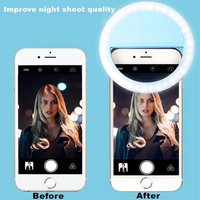 Lampu Cincin LED Selfie USB untuk Pengisian Daya, Lampu Pengisi Cahaya untuk Rias, Video, Siaran Langsung, Studio, Kamera Ponsel