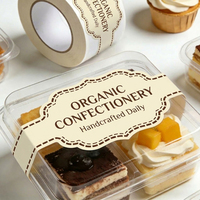 Autocollants en vinyle autocollants personnalisés pour emballages alimentaires à emporter, avec logo de marque de boulangerie, pour contenants en plastique