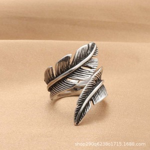 Feather <b>Ring</b> Men's Retro <b>Silver</b> Stainless Steel Animal Design Punk Style Gift Jewelry - Product Image 2