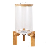 Distributeur de riz en verre de haute qualité avec support en bois Logo personnalisable pour le stockage de cuisine de sucre de farine pour les cadeaux
