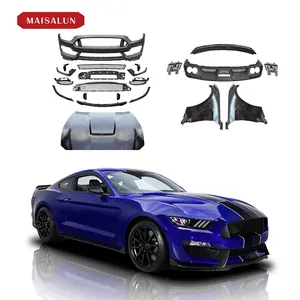 포드 머스탱 프론트 범퍼 후드 리어 디퓨저 펜더 용 GT350 스타일 바디 키트 Exhasut Bodykit 2015-2017