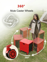 Chariot utilitaire à roulettes avec 4 roues, chariot de courses pliable à 360° pour supermarché, pique-nique, chariot de transport