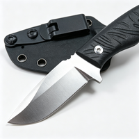 Couteau de survie à lame fixe pour l'extérieur, acier D2, manche en bois pleine longueur, camping, EDC, avec étui Kydex pour la chasse, la randonnée et le bushcraft