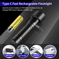 Lampe de poche de plongée LED 1800LM en alliage d'aluminium Lampe torche sous-marine rechargeable USB avec indice IP68 Distance de faisceau 800-900M