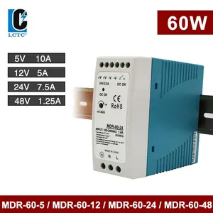 60W DC24V cung cấp điện DC điện áp đầu ra 1.25A 2.5A 5A 10A MDR-60-24 DIN đường sắt chuyển mạch cung cấp điện 24V biến áp