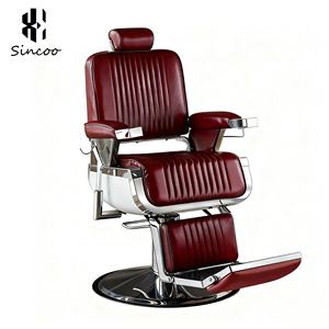 Professionale pesante idraulico pompa marrone grigio pelle sintetica vintage sedia da barbiere per gli uomini - Product Image 4