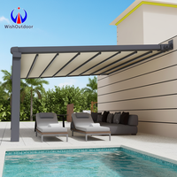 Cochera Moderna de Lujo y Pérgola Exterior con Techo Retráctil de PVC para Protección de Vehículos y Espacio de Terraza/Patio