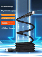 Câble USB-C magnétique rétractable, câble de charge rapide PD 100W, double Type-C pour iPhone 14/17 Huawei, cordon de charge portable pour voiture