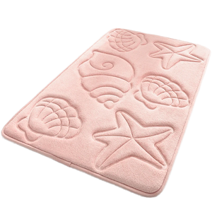 Alfombra de Baño Moderna con Estampado Tropical de Peces, Rectangular, de Poliéster Grueso con Espuma Viscoelástica, Antideslizante, con Diseño de Concha Marina, para Hotel, Ducha y Hogar - Product Image 1