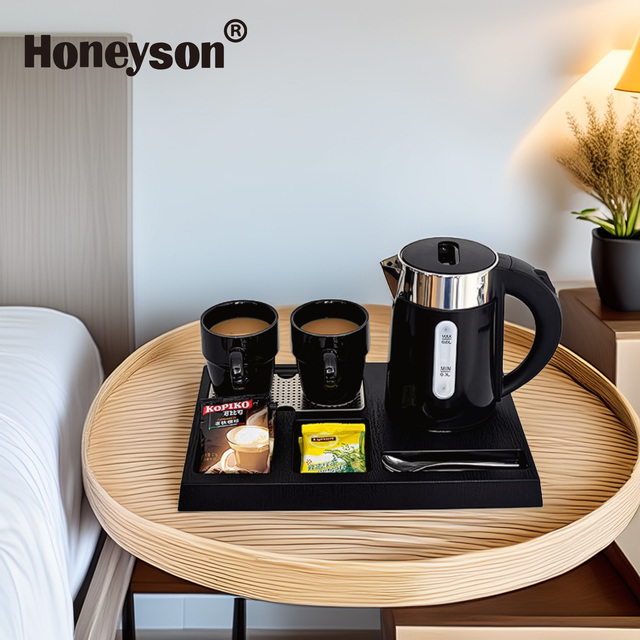 360 Electric Kettle 304 Stainless Steel Double Wall Temperature Control 220V Cordless for Hotel Guest Rooms Home Kitchen Use