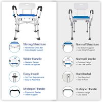 Chaise de bain avec accoudoirs, siège de douche médical, tabouret de bain bariatrique, banc de douche de sécurité, barre transversale renforcée pour personnes âgées, adultes handicapés
