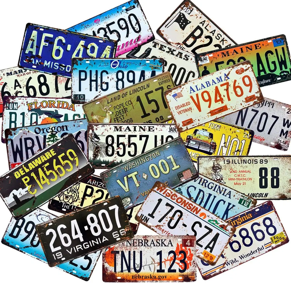 Old Style Metal Embossed Number License Plate Vintage Souvenirs Decorate Hanging License Plates Car Accessories License Plate